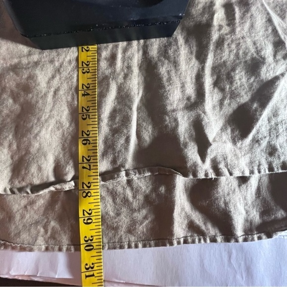 Ellen Tracy linen Large popover top Shirt Olive ling line rolled Sleeves 1/2 Zip - Picture 10 of 10